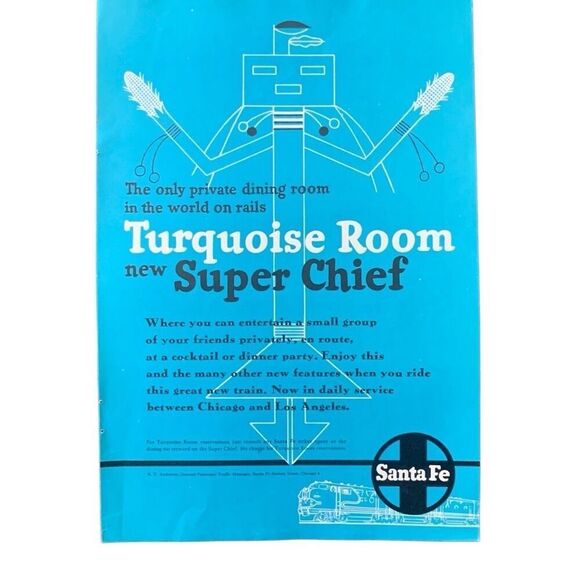 Vintage 1951 Santa Fe Turquoise Room Private Dining Ad Advertisement - Picture 4 of 4
